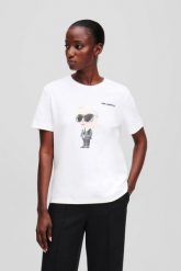 KARL LAGERFELD Biały t-shirt damski Ikon Aquarelle K. Białe t-shirty damskie KARL LAGERFELD, s, bez wzorów, z materiału, eleganckie, bez kołnierzyka, bez ramiączek. W wyprzedaży za 259.99 zł.