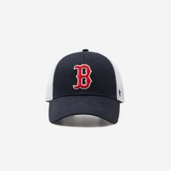 Czapka baseballowa z zapięciem na zatrzask Red Sox Boston. Czerwone czapki damskie 47 Brand, bez wzorów, z bawełny. Za 129.99 zł.