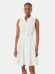 LOLA CASADEMUNT Sukienka letnia LS2616037 Kremowy Regular Fit. Białe sukienki damskie LOLA CASADEMUNT, na lato, xl, bez wzorów, z bawełny, bez kołnierzyka, bez ramiączek. Za 459.99 zł.