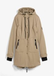 Kurtka parka softshell super-stretch, odpychająca wodę. Zielone kurtki damskie bonprix, bez wzorów, z softshellu, bez kaptura. Za 369.99 zł.