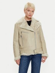 Boss Kurtka skórzana 50524016 Écru Regular Fit. Kurtki damskie Boss, bez wzorów, ze skóry, bez kaptura. Za 2,079.00 zł.