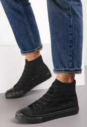 Czarne Trampki Kylsya. Czarne obuwie sportowe damskie Renee, bez wzorów, z gumy, z okrągłym noskiem, bez zapięcia. Za 49.99 zł.