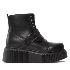 Botki Altercore. Czarne botki damskie Altercore, bez wzorów, bez obcasa, na koturnie, bez zapięcia. Za 509.99 zł.