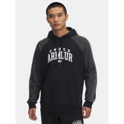 Bluza Męska Z Kapturem Under Armour Logo Colorblock Hoodie. Czarne bluzy męskie Under Armour, m, bez wzorów, z kapturem, na fitness i siłownię. Za 249.99 zł.