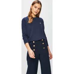 Tommy Jeans - Sweter. Niebieskie swetry nierozpinane damskie Tommy Jeans, s, bez wzorów, z bawełny, bez kołnierzyka, bez ramiączek. W wyprzedaży za 249.90 zł.