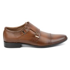 Olivier Skórzane buty wizytowe Monki 306LU brązowe. Brązowe buty wizytowe męskie bez wzorów, z jeansu, bez obcasa, bez zapięcia. Za 367.89 zł.