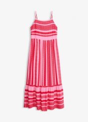 Sukienka na ramiączkach z lejącej wiskozy. Czerwone sukienki damskie bonprix, na lato, bez wzorów, z wiskozy, bez kołnierzyka, bez ramiączek. Za 134.99 zł.