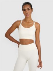 4F Biustonosz treningowy z niskim wsparciem - beżowy M/L. Brązowe bielizna sportowa damska 4F, l, bez wzorów, z elastanu. Za 119.99 zł.
