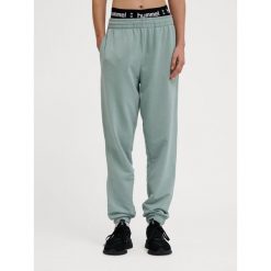 Damskie spodnie dresowe Hummel Pulse. Zielone spodnie dresowe damskie Hummel, bez wzorów, z dresówki, sportowe, na fitness i siłownię. Za 170.00 zł.