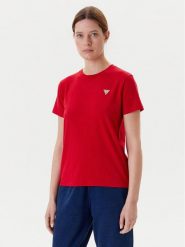 Guess Jeans T-Shirt W4YI10 J1314 Czerwony Regular Fit. Czerwone t-shirty damskie Guess Jeans, m, z aplikacjami, z bawełny, bez kołnierzyka, bez ramiączek. Za 89.99 zł.