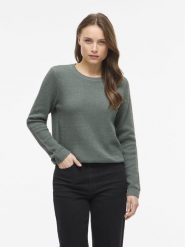 Vila Sweter - VIDalo Kobiety Bawełna zielony, S. Zielone swetry nierozpinane damskie Vila, s, bez wzorów, z bawełny, bez kołnierzyka, bez ramiączek. Za 159.95 zł.