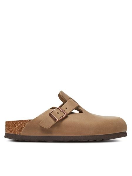 Birkenstock Klapki Boston zamsz 1019484 Brązowy. Brązowe klapki damskie Birkenstock, bez wzorów, ze skóry, bez obcasa, bez zapięcia. Za 719.99 zł.