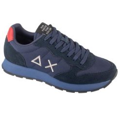 Buty sportowe Sneakersy męskie, Tom Solid. Niebieskie buty zimowe męskie SUN68, bez wzorów, ze skóry, bez obcasa, bez zapięcia. Za 399.99 zł.