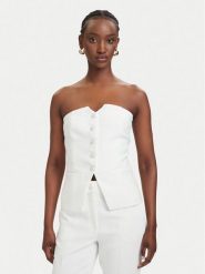 Morgan Top 261-CPANA.F Biały Regular Fit. Białe topy damskie Morgan, bez wzorów, z syntetyku, bez kołnierzyka, bez ramiączek. Za 279.99 zł.