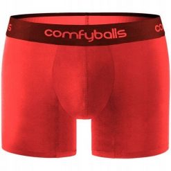 Bokserki termoaktywne Comfyballs Long Performance - plasma red. Czerwone bokserki męskie NORMANN, bez wzorów. Za 187.85 zł.