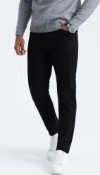 Ombre Męskie spodnie chino o dopasowanym kroju - czarne V1 OM-PACP-0151 M. Czarne eleganckie spodnie męskie Ombre, m, bez wzorów. Za 149.99 zł.