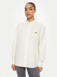 Tommy Jeans Koszula DW0DW19358 Biały Relaxed Fit. Białe koszule damskie Tommy Jeans, m, bez wzorów, z bawełny, bez kołnierzyka, bez ramiączek. Za 249.99 zł.