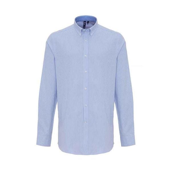 Męska Koszula Oxford W Prążki. Białe koszule męskie PREMIER, m, bez wzorów, z bawełny, bez kołnierzyka, bez ramiączek. Za 121.99 zł.