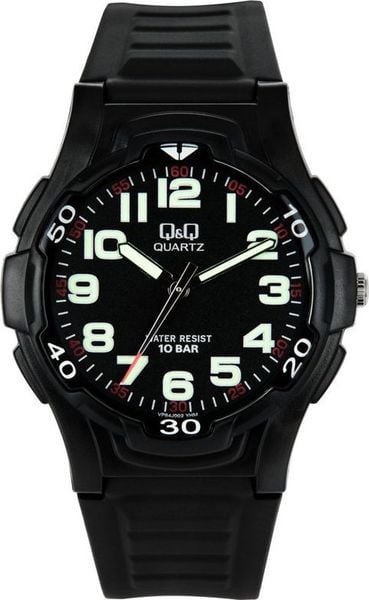 Zegarek Q&Q VP84-002 męski czarny. Czarne zegarki męskie Q&Q, bez wzorów. Za 109.00 zł.