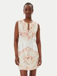 TWINSET Sukienka letnia 251TT2441 Beżowy Regular Fit. Brązowe sukienki damskie Twinset, na lato, bez wzorów, ze lnu, bez kołnierzyka, bez ramiączek. Za 609.99 zł.
