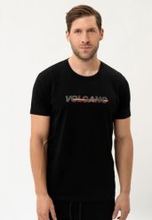 Bawełniany t-shirt T-NIGHT. Czarne t-shirty męskie Volcano, l, bez wzorów, z bawełny, bez kołnierzyka, bez ramiączek. Za 59.99 zł.