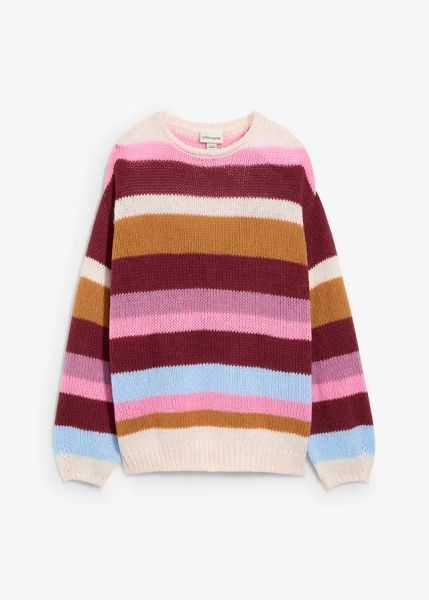 Sweter oversize. Czerwone swetry nierozpinane damskie bonprix, bez wzorów, z dzianiny, bez kołnierzyka, bez ramiączek. Za 109.99 zł.