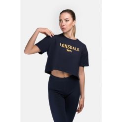 Damska koszulka o kroju oversize Lonsdale Moira. Brązowe bluzki damskie Lonsdale, bez wzorów, sportowe, bez kołnierzyka, bez ramiączek. Za 106.60 zł.