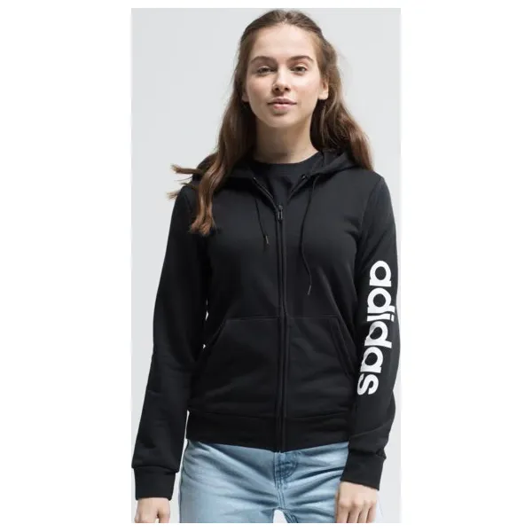Adidas Bluza W E Lin Fz Hd , czarny, rozmiar XS. Czarne bluzy damskie Adidas, s, z aplikacjami, z bawełny, bez ramiączek, bez kaptura. Za 199.99 zł.