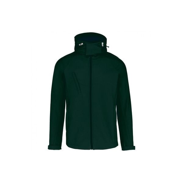 Kurtka z kapturem Kariban Softshell. Zielone kurtki męskie KARIBAN, m, bez wzorów, z elastanu, z kapturem. Za 250.50 zł.