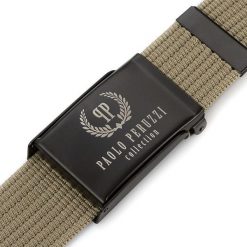 Pasek parciany PAOLO PERUZZI PW-13-95 cm beżowy khaki. Brązowe paski męskie Paolo Peruzzi, z materiału. Za 34.99 zł.