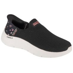 Buty sportowe Sneakersy damskie, Slip-Ins: GO WALK Flex - Sunset Rose. Czarne obuwie sportowe damskie Skechers, bez wzorów, bez zapięcia, trekkingowe. Za 349.99 zł.