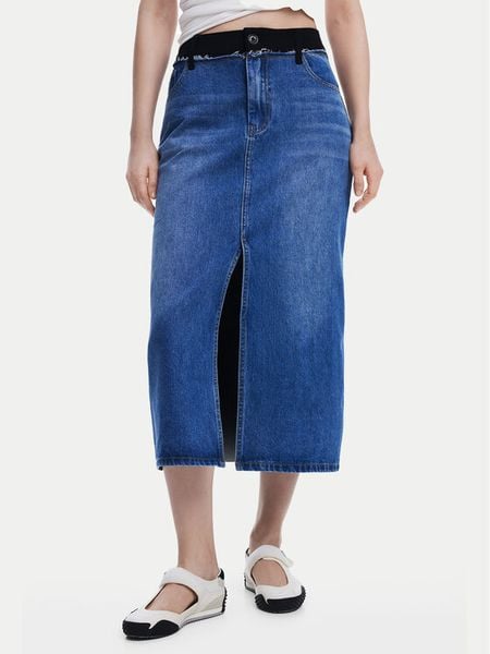 Desigual Spódnica jeansowa 25SWFD02 Niebieski Regular Fit. Niebieskie spódnice damskie Desigual, xl, bez wzorów, z jeansu. Za 259.99 zł.