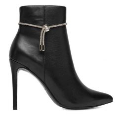 Botki Eva Minge. Czarne botki damskie Eva Minge, bez wzorów, bez obcasa, na szpilce, bez zapięcia. Za 359.99 zł.