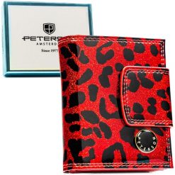 Mały portfel damski ze skóry ekologicznej i naturalnej w czerwonym kolorze - Peterson. Czerwone portfele damskie Peterson, ze skóry ekologicznej. Za 124.99 zł.