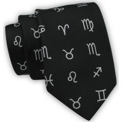 Krawat Alties (7 cm) - Znaki Zodiaku - Czarny. Czarne krawaty i muchy Alties, bez wzorów, z tkaniny, eleganckie. Za 40.00 zł.
