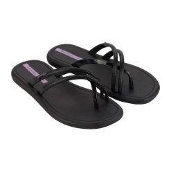 Klapki damskie Ipanema Meu Sol Rasteira. Czarne klapki damskie Ipanema, na lato, bez wzorów, z materiału, eleganckie, bez obcasa, na płaskiej podeszwie, bez zapięcia. Za 63.84 zł.