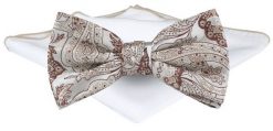 Mucha Męska z Poszetką - Chattier - Jasne Odcienie Beżu w Orientalny Wzór. Krawaty i muchy Chattier, bez wzorów, eleganckie. Za 65.00 zł.