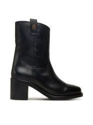 Tommy Hilfiger Botki Riding Lthr Mid Boot Block Heel FW0FW08776 Czarny. Czarne botki damskie Tommy Hilfiger, bez wzorów, ze skóry, bez obcasa, na słupku, bez zapięcia. Za 699.99 zł.