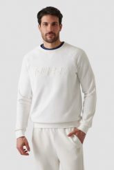 GUESS Biała męska bluza New Aldwin, Rozmiar XL. Białe bluzy męskie Guess, m, z aplikacjami, bez ramiączek, bez kaptura. W wyprzedaży za 159.99 zł.