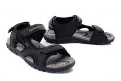 GEOX U8224D 050AU C9310 black/stone, sandały męskie. Czarne sandały męskie Geox, na lato, bez wzorów, bez zapięcia. Za 305.92 zł.
