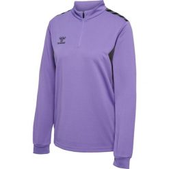 Damska bluza dresowa half zip Hummel Authentic. Fioletowe bluzy damskie Hummel, bez wzorów, z dresówki, sportowe, bez ramiączek, bez kaptura. Za 225.00 zł.