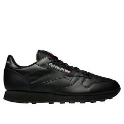 Buty do chodzenia męskie Reebok Classic Leather. Czarne buty sportowe męskie Reebok, bez wzorów, z materiału, bez zapięcia, trekkingowe, Reebok Classic. Za 439.99 zł.