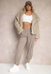 Szare Spodnie z Bawełny High Waist Galili. Szare spodnie materiałowe damskie Renee, bez wzorów, z bawełny, eleganckie, z podwyższonym stanem. Za 119.99 zł.