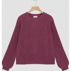 Sweter w kolorze fioletowym. Fioletowe swetry nierozpinane damskie Rodier, bez wzorów, prążkowane, bez kołnierzyka, bez ramiączek. W wyprzedaży za 172.95 zł.