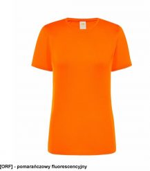 JHK Damski sportowy - dopasowany do sylwetki, dekoracyjne przeszycia przd, tył, rękawy, 100% poliester, 130g, pomarańczowy fluorescencyjny L. Brązowe koszulki sportowe damskie JHK, l, bez wzorów, z poliesteru, bez ramiączek. Za 12.42 zł.