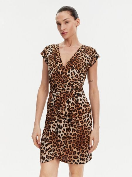 Morgan Sukienka letnia 251-RFAUVE Brązowy Regular Fit. Brązowe sukienki damskie Morgan, na lato, bez wzorów, z syntetyku, bez kołnierzyka, bez ramiączek. Za 179.99 zł.