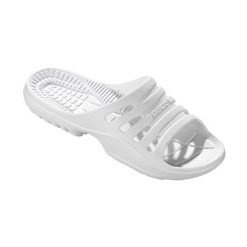 Klapki damskie Beco białe. Białe klapki damskie 47 Brand, bez wzorów, z materiału, bez obcasa, bez zapięcia. Za 192.99 zł.