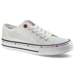 Białe Trampki Cross Jeans Damskie Wygodne Obuwie. Białe trampki i tenisówki damskie Cross Jeans, w ażurowe wzory, z jeansu, bez zapięcia. Za 85.00 zł.