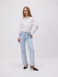 Jeansy wide leg z falbankami - wielobarwny. Jeansy damskie Reserved, bez wzorów, z bawełny. W wyprzedaży za 119.99 zł.