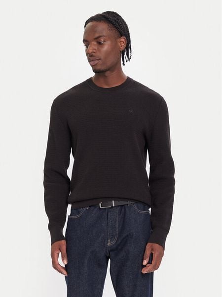 Calvin Klein Sweter LV04LB327G Czarny Regular Fit. Czarne swetry męskie Calvin Klein, m, bez wzorów, z bawełny, bez kołnierzyka, bez ramiączek. Za 309.99 zł.